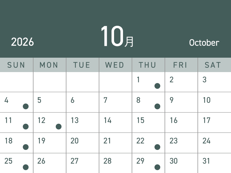 26年10月の診療カレンダー